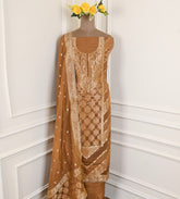 Banarasi Brown Unstitched Suit